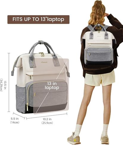 حقيبة ظهر صغيرة من LOVEVOOK للنساء، محفظة حقائب ظهر صغيرة، حقيبة عصرية لهدايا العمل أثناء السفر للكلية، حقيبة نهارية خفيفة الوزن، بيج-أسود-بني in Kuwait