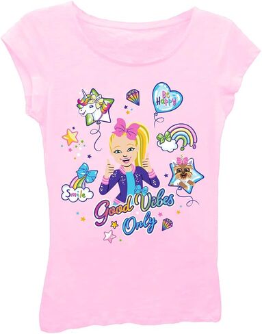 Nickelodeon girls Jojo Siwa Cute Short Sleeve T-shirt - Bowbow, Unicorns, Rainbows T Shirt, Light Pink(01), 8 10 US in Saudi Arabia