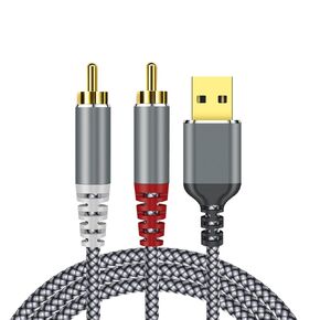 متوافق مع كابل صوت USB إلى RCA، محول مقسم Y ذكر 4FT USB إلى 2RCA ذكر لأجهزة الكمبيوتر المحمول USB A، Linux، Windows، أجهزة الكمبيوتر المكتبية، PS4 ومكبرات الصوت، المسرح المنزلي، مكبر الصوت