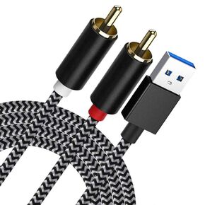 Compatible with USB to RCA Audio Cable, 4FT USB to 2RCA Male Stereo Y Splitter Adapter for USB A Laptop, Linux, Windows, Desktops, PS4 and Amplifiers, Home Theater, Speaker