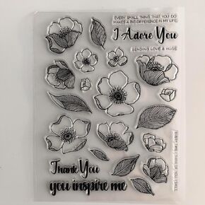 Spring Flower I adore You Clear Stamp Background Transparent Silicone Stamp Rubber Stamp for Scrapbook Journal Card Making
