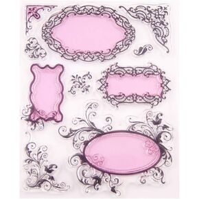 Swirls Corners Clear Stamps for Card Making or Journaling, Windows Frames Rubber Stamps for Album Scrapbooking Paper Crafts-A5024