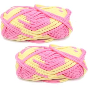 2 Pack of Colorful Knitting Yarn Fabric Crochet Cloth T-Shirt Yarn for DIY Knitted Fabric Art Basket Bag 200g