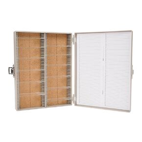 Heathrow Scientific HS15994F 100-Place Cork Lined Slide Box with Nickel Clasp, 208 x 175 x 34 mm, ABS, Cork, Gray