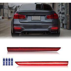 Rear Bumper LED Reflector Light Replacement for M3 F80 Sedan 2014-2019, M4 F82 Coupe/ F83 Convertible 2014-2020, Side Marker Fender Driving Lamp, Replace OE 63147848583, 63147848584