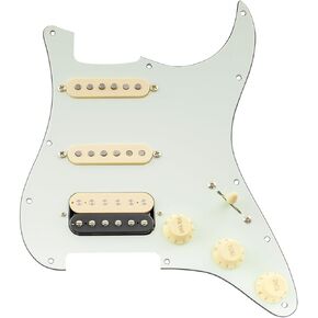 Musiclily Pro Auto-Split HSS Loaded Pickguard ST Prewired Pickguard with Artec Alnico 5 Single Coil Humbucker Pickups for American/Mexico Import Squier Strat Electric Guitar, 3ply Aged White