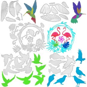 5Pcs Bird Theme Cutting Dies, AIFUDA Animal Wreath Metal Die Cuts Layered Hummingbird Carbon Steel Crafting Die Cut for Card Making DIY Scrapbooking Album Craft