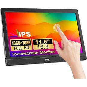 شاشة كينوا المحمولة التي تعمل باللمس مقاس 11.6 بوصة IPS شاشة الكمبيوتر المحمول FHD 1366x768P شاشة خارجية HDMI USB C منفذ HDR التوصيل والتشغيل شاشة السفر لأجهزة الكمبيوتر المحمول والكمبيوتر الشخصي والهاتف Mac Xbox PS4/5 Switch مكبرات الصوت المدمجة in Kuwait