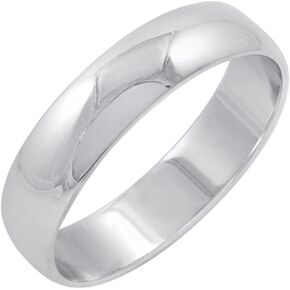 Classic 5mm 14K White or 14K Yellow Gold Traditional Classic Plain High Polished Wedding Band for Men or Women (Sizes 8-14)
