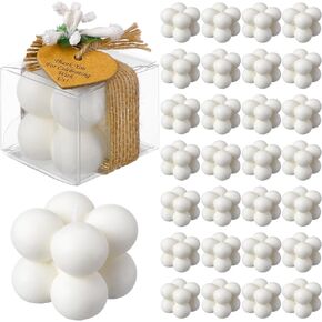 MTLEE 30 Sets Small Wedding Favors Candles for Guests 1.4 x 1.6 Inches Bulk Bubble Candles Gifts Bridal Shower Favors Candles with Thank You Cards Ribbons Dried Flowers Gifts (Ivory,Gold Foil) in Saudi Arabia