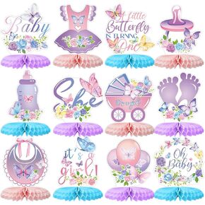 Tarklanda 12 Pieces Butterfly Honeycomb Centerpieces Party Decor for Girls,Spring Pink Purple Butterfly Flowers Centerpieces 3D Table Topper Honeycomb Butterfly Theme Birthday Baby Shower Party Decor