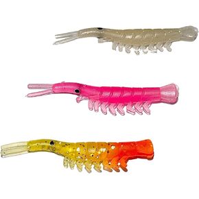 Micro Soft Shrimp UV Red, 1 UV Orange/Chartreuse Glow Green 42mm/1.65inches - 30 counts
