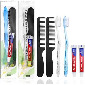 30 Pack Disposable Toothbrushes with Toothpaste and Comb for Homeless Individually Wrapped,10g Travel Toothpaste,7inch Black Hair Comb,Soft Bristle Toothbrush for Hotel,AirBnb,Shelter,Charity