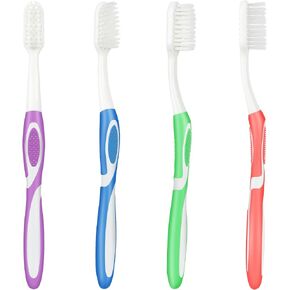 Extra Soft Toothbrushes for Adults - Flossing Toothbrush for Sensitive Teeth and Receding Gums, Tapered Bristles Ultra Clean Plaque Remover Travel Toothbrush Individually Wrapped Pack of 4