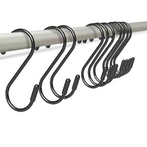 20 Pack 3" Heavy Duty Vinyl Coated S-Hooks for Hanging Plants, Closets, Gardens, Bird Feeders, Clothes, Hats, Bags, Pots (Black)