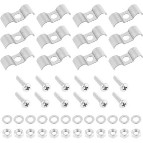 12PCS 3/8" Brake Fuel Line Clamps for Double Line,Fuel Line Clips with Screws,Nuts,Gaskets,Universal Car Accessories Fuel Hose Clamps for Brake Line/Fuel line/Gas Line (3/8")