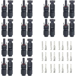 8 Pairs/16 PCS Solar Connectors, IP67 Waterproof 1000V 30A Male & Female Solar Panel Cable Connectors (12AWG-10AWG)