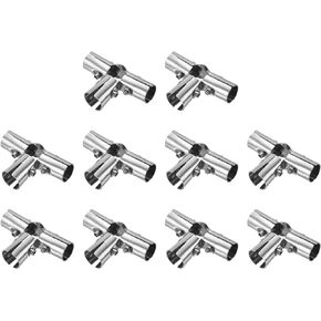 uxcell 10Pcs Structural Pipe Connector, 180 Degree 4 Way Metal Joint Chain Link Fence Clamp, Stainless Steel Corner Fitting End Rails Clamps, Silver