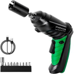 Starfavor Electric String Winder, 200RPM Automatic Guitar Winding Tuner for Stringed Instrument, Rechargeable Power Screwdriver with LED Light, Comes with Extra 10 Pcs Screwdriver Bits