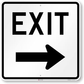 SmartSign 24 x 24 inch “Exit" Parking Lot Metal Sign with Right Arrow, 80 mil Aluminum, 3M Laminated Engineer Grade Reflective Material, Black and White