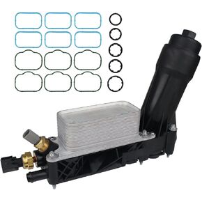 Autoround 5184294AE Engine Oil Cooler with Oil Filter Housing Adapter Assembly Fit for Jeep Wrangler/Grand Cherokee, Ram 1500, Dodge Charger/Challenger/Durango, Chrysler 300/200, 3.6L V6