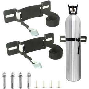 Cylinder Wall Mounted Bracket, Propane Tank Bracket Nitrogen Gas Cylinder Holder, with Screws and Safety Chain Supported 40inch, Suitable for On-The-Go OTG, Rv Water Softener（Black 2Pcs）