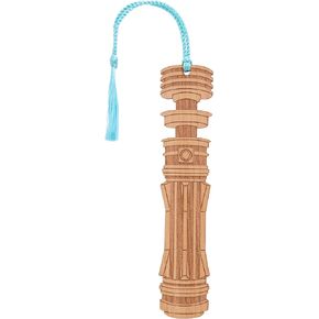 Star Wars Princess Leia Skywalker Lightsaber Bookmark - Laser Engraved - Made in The USA - Wood Book Mark with Aqua Blue Tassel