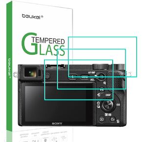 beukei (3 Pack) Designed for Sony Alpha A6600 A6100 A6400 A6000 A5000 A6300 NEX-7 NEX-3N NEX-5 NEX-6L [NOT for a6500/a5100] Screen Protector Tempered Glass, 9H Hardness