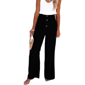 Womens Cotton Linen Pants Wide Leg High Waisted Drawstring Palazzo Casual Summer Pants