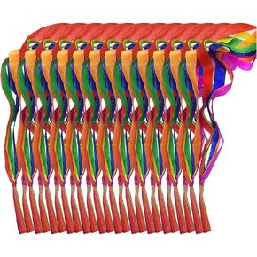 12pcs Dance Ribbon Rhythm Rainbow Ribbon Wand Streamers for Children Gymnastics Toys