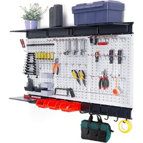 منظم حائط معدني بيجبورد مقاس 48 × 32 بوصة - مجموعة مكونة من 113 قطعة مع خطافات وصناديق تخزين المرآب ومنظم أدوات اللوحة in Kuwait