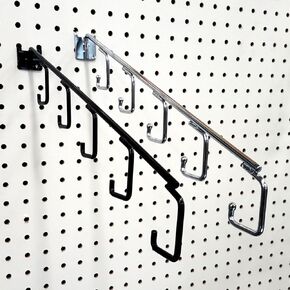 15" L Pegboard 5 Hook Waterfall Faceout Hook, Black - 1 Unit