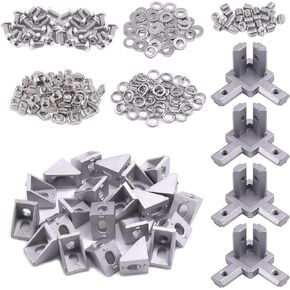 مجموعة موصلات الألومنيوم من سلسلة Glarks 230 قطعة 2020 تتضمن 22 قطعة دعامة زاوية، 44 قطعة صواميل T، 4 قطع موصل دعامة زاوية نهاية 3 اتجاهات ومسامير براغي رأس زر غسالات مسطحة in Kuwait