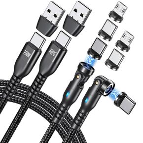 AUFU 6 in 1 USB C Magnetic Charging Cable (2Pack, 6ft/6ft) PD 100W USB/C to USB C Micro USB Magnetic Charger Cable Fast Charging Data Transfer for Laptop/Tablet/Phone