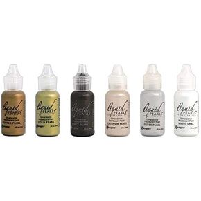 Ranger Bundle of 6 Liquid Pearls Dimensional Pearlescent Paints: Copper, Gold, Onyx, Platinum, Silver, White