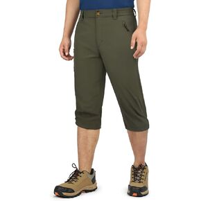 Outdoor Ventures Men's Quick Dry Capri Pants Lightweight Stretch 3/4 Capri Shorts for Hiking Golf Athletic Casual Olive Green