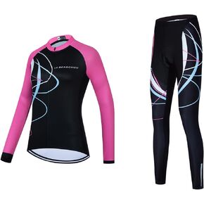 Women's Long Sleeve Cycling Jersey Set Breathable Biking Clothes with 3D Padded Pants
