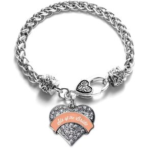 Inspired Silver - Silver Pave Heart Charm Bracelet with Cubic Zirconia Jewelry