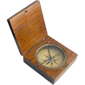 Lewis and Clarke Expedition Brass Working Compass with Wooden Box - Authentic Compass - Gift for Valentine Unisex Compass Nautical Maritime Pirate Gift