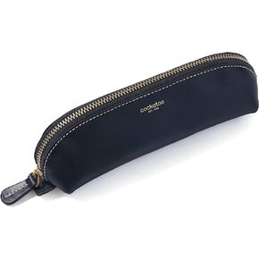 Cockatoo Leather pencil case, pencil case, stationery case, zipper pencil case, stationery supplies, suitable for work and office (Braided Black)