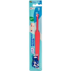 TEPE Interspace Angled Medium Toothbrush for Braces with Single-End Tuft and Removable Head, 12 Pack