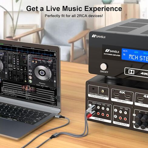 متوافق مع كابل صوت USB إلى RCA، محول مقسم Y ذكر 4FT USB إلى 2RCA ذكر لأجهزة الكمبيوتر المحمول USB A، Linux، Windows، أجهزة الكمبيوتر المكتبية، PS4 ومكبرات الصوت، المسرح المنزلي، مكبر الصوت in Kuwait