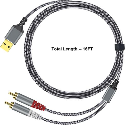 متوافق مع كابل صوت USB إلى RCA، محول مقسم Y ذكر 4FT USB إلى 2RCA ذكر لأجهزة الكمبيوتر المحمول USB A، Linux، Windows، أجهزة الكمبيوتر المكتبية، PS4 ومكبرات الصوت، المسرح المنزلي، مكبر الصوت in Kuwait