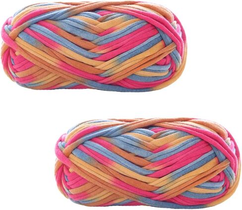 2 Pack of Colorful Knitting Yarn Fabric Crochet Cloth T-Shirt Yarn for DIY Knitted Fabric Art Basket Bag 200g in Saudi Arabia