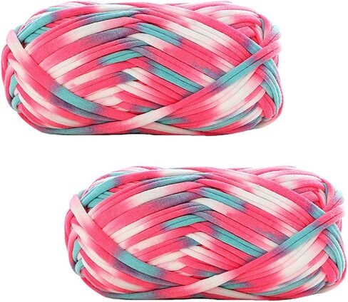 2 Pack of Colorful Knitting Yarn Fabric Crochet Cloth T-Shirt Yarn for DIY Knitted Fabric Art Basket Bag 200g in Saudi Arabia
