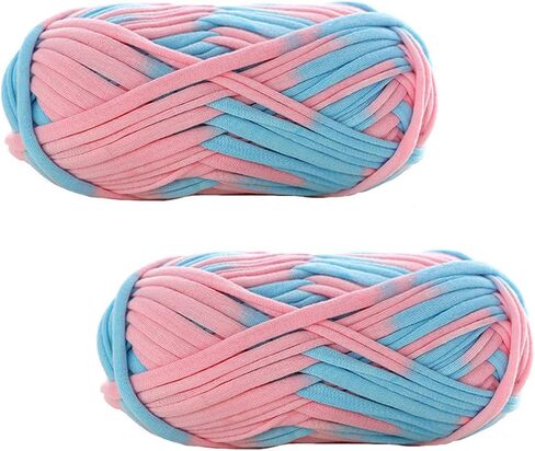 2 Pack of Colorful Knitting Yarn Fabric Crochet Cloth T-Shirt Yarn for DIY Knitted Fabric Art Basket Bag 200g in Saudi Arabia