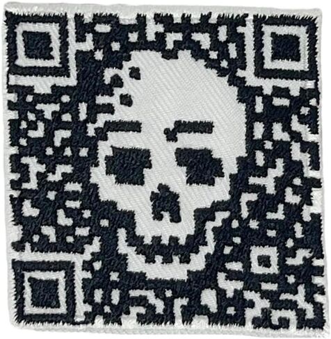 NH Skull Barcode Iron On Patch - Embroidery Applique Patches for Jackets, Jeans, Clothes Decorative, Backpacks, Bag, Handkerchief, etc., 2.4x2.4 inches in Saudi Arabia