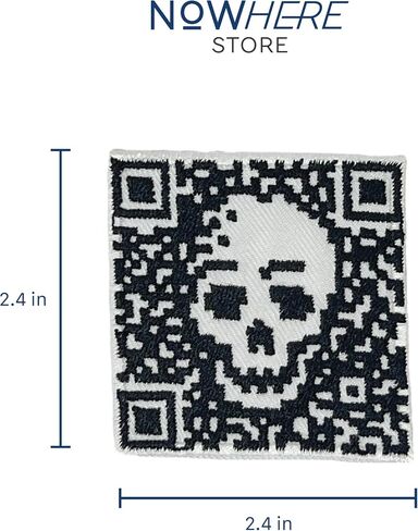 NH Skull Barcode Iron On Patch - Embroidery Applique Patches for Jackets, Jeans, Clothes Decorative, Backpacks, Bag, Handkerchief, etc., 2.4x2.4 inches in Saudi Arabia