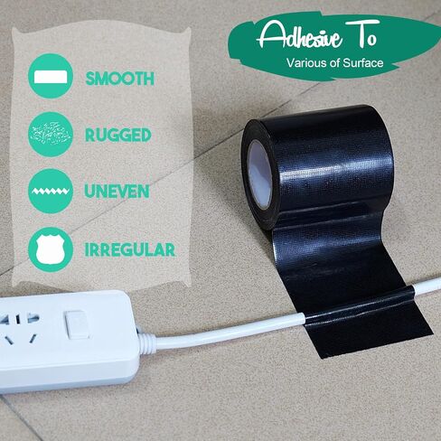 6 Pack Black Duct Tape - Wide Roll, 3 inches x 10 Yards(33 ft), Super Strong, Heavy Duty, No Residue, Waterproof, Multi-Use, All-Weather and Tear by Hand for Industrial DIY Indoor Outdoor in Saudi Arabia