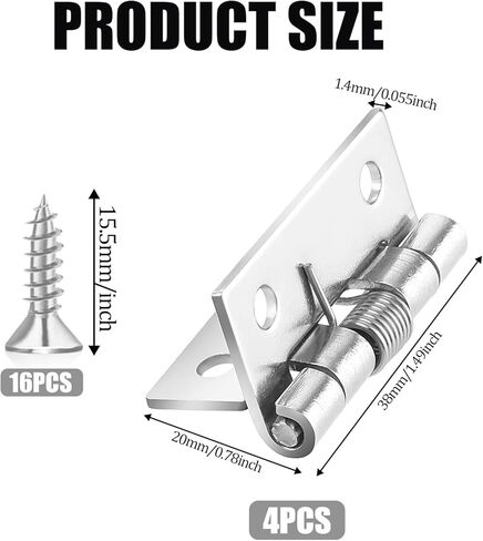 4 Pcs Small Spring Hinge Spring Loaded Hinges Self Closing Loaded Door Hinges 1.5 Inch Gate Opening Stainless Steel Spring Hinges for Doors Interior Continuous Door Hinges for Cabinet Screen Cafe Door in Saudi Arabia